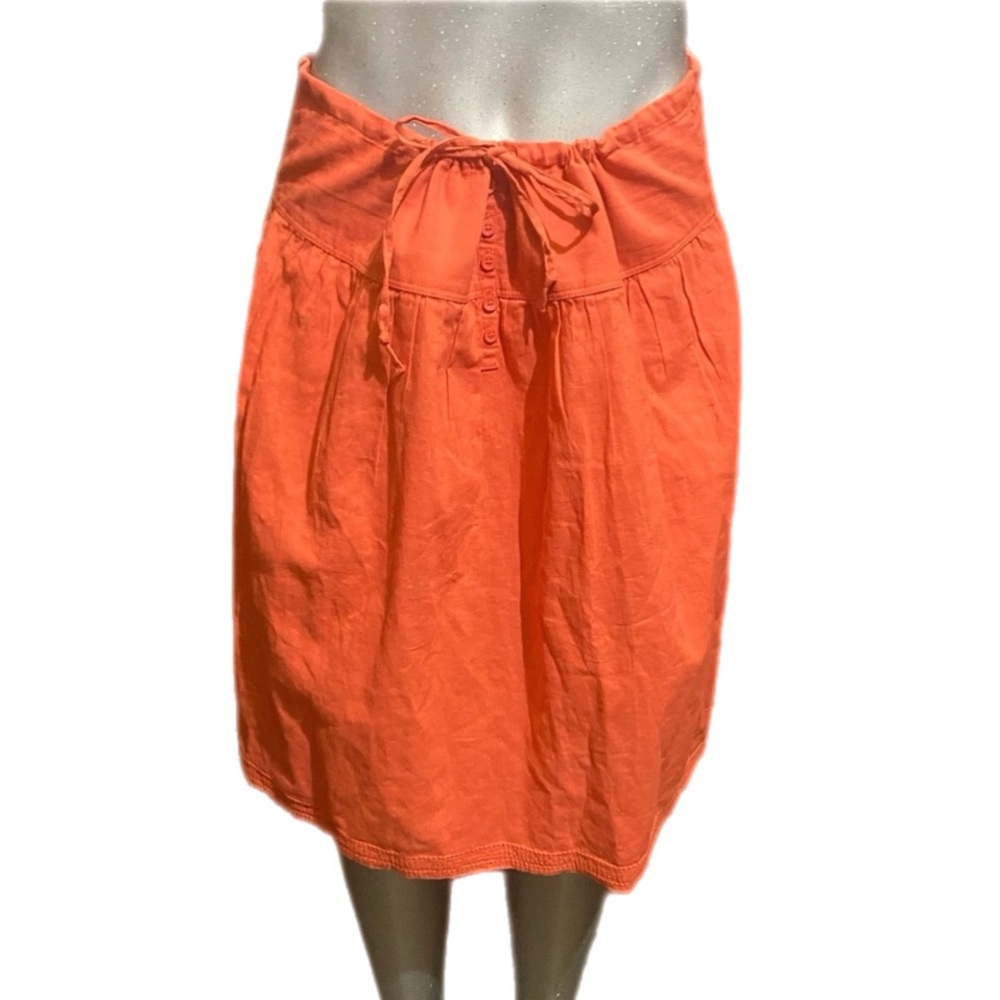 Banana Republic Orange Linen/Cotton Midi Skirt Boho Coastal Modest Size Small